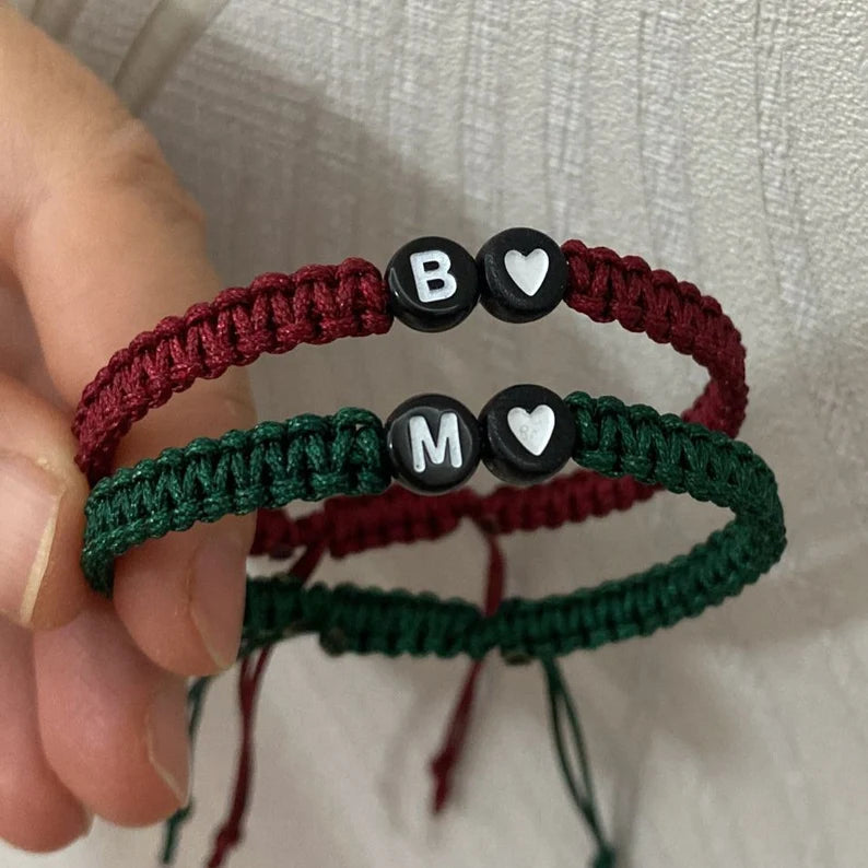 Couples Love Bracelets with black Heart