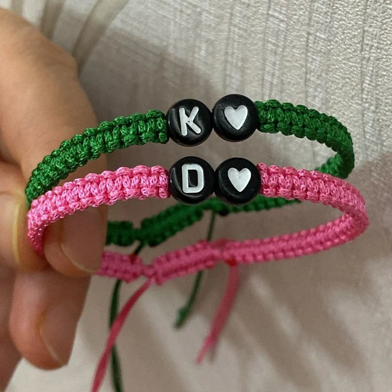 Couples Love Bracelets with black Heart