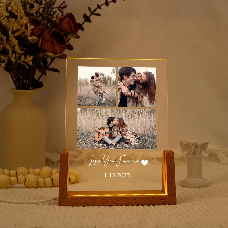 Personalized Photo Night Light Plaque,Couple Photo Lamp