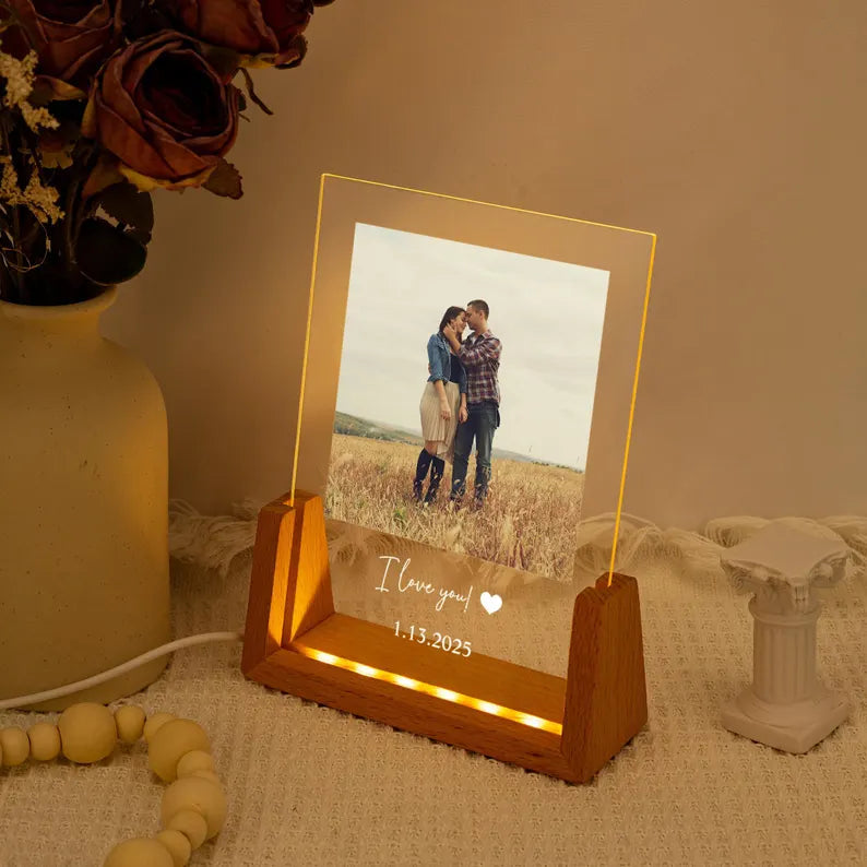 Personalized Photo Night Light Plaque,Couple Photo Lamp