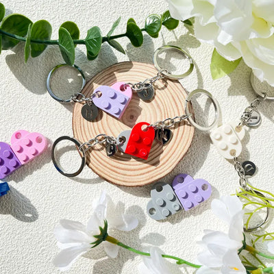Personalized Initial Heart Keychain Set
