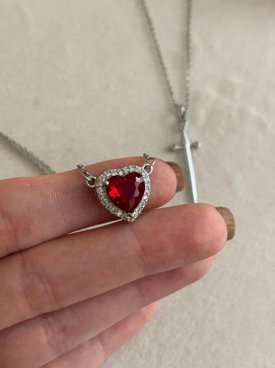 2pcs Heart and Sword Necklace Set |
