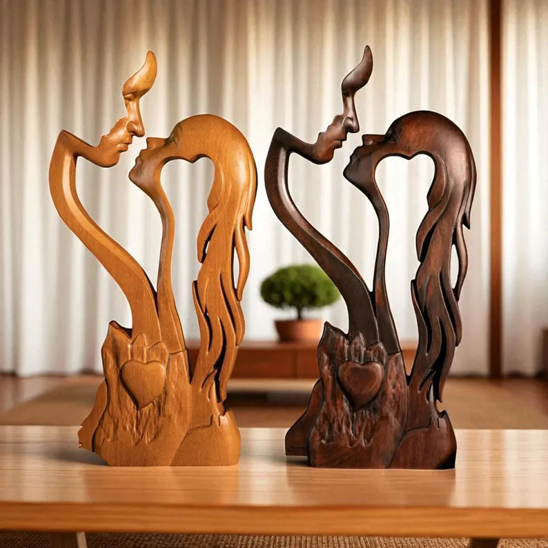 Eternal Love Wooden Couple Sculpture