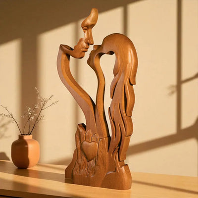 Eternal Love Wooden Couple Sculpture