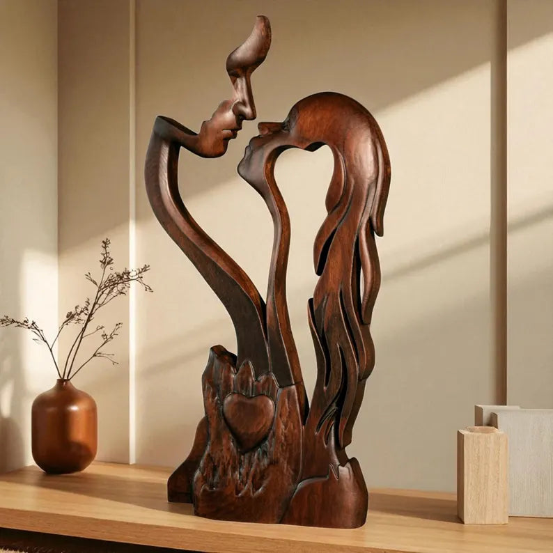 Eternal Love Wooden Couple Sculpture