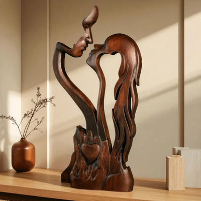 Eternal Love Wooden Couple Sculpture