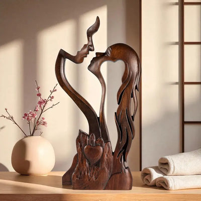 Eternal Love Wooden Couple Sculpture