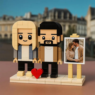 Custom Brick Couple with Personalized Photo Frame