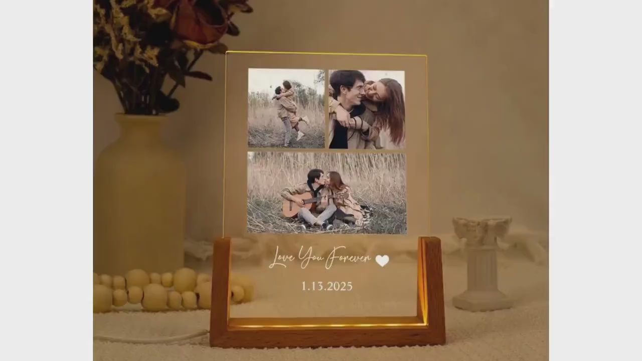 Personalized Photo Night Light Plaque,Couple Photo Lamp
