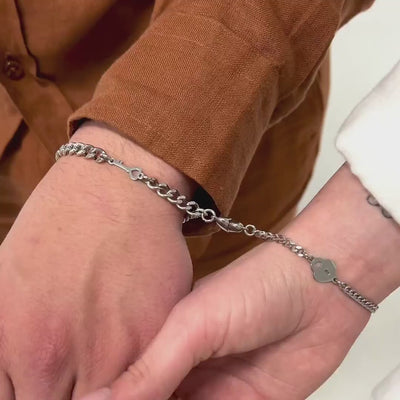 Magnetic Heart Couple Bracelets with Key and Lock (Stainless Steel)